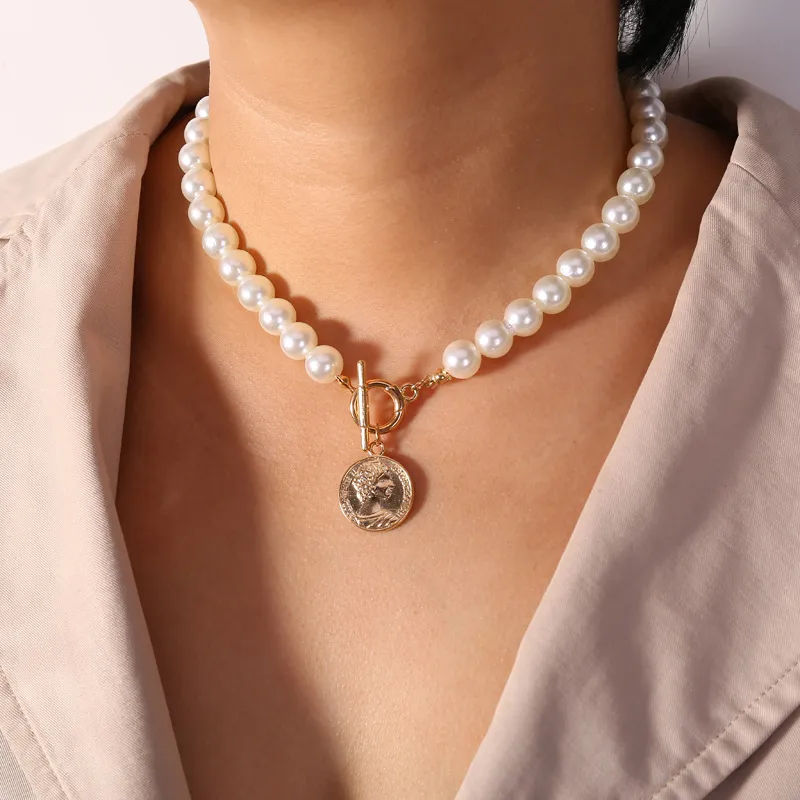 Perlas Vintage collares Multi capa de nudo collar de perlas